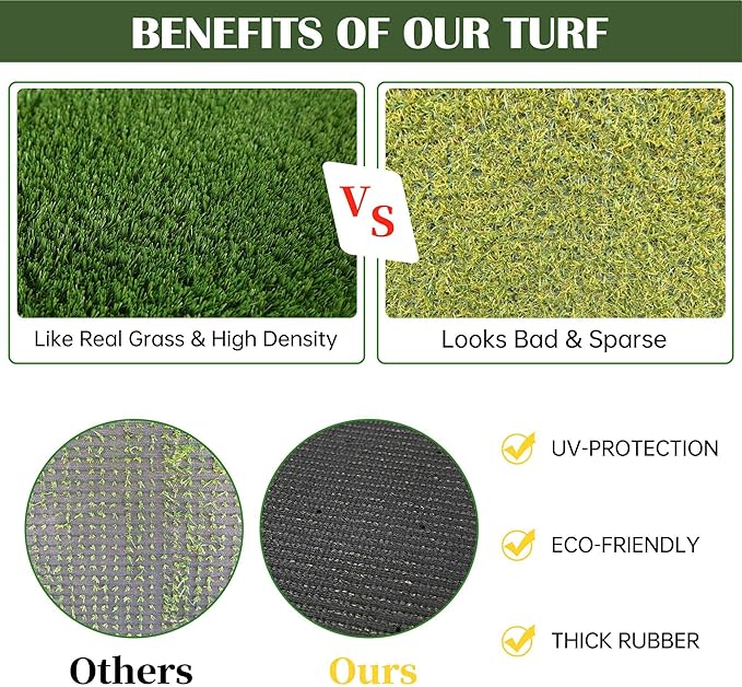 1.38" Artificial Grass Turf 4 x 10 FT, Dog Grass Pads Indoor Outdoor Garden Lawn Landscape Patio Turf Mat Thick Fake Faux Grass Rug Dog Pets Mat for Puppy Potty Training