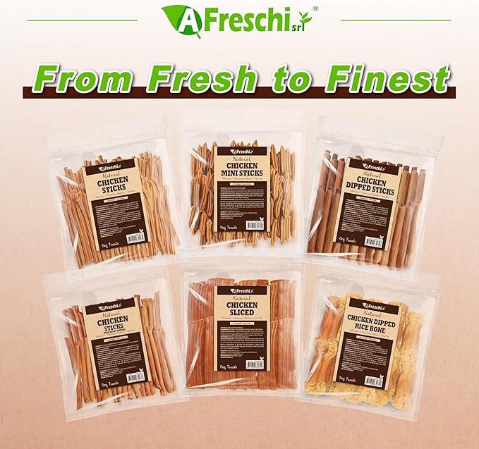 A Freschi srl Chicken Dog Treats, All Natural, Healthy & Easily Digestible, Grain-Free Puppy Chews, Low-Fat, Human Grade Training & Rewards Dog Snacks, Chicken Sticks with Pumpkin, 24 oz Pack