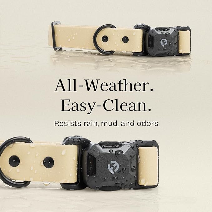 2025 New Edition, Fei & Eve PVC MagEase Dog Collar - Patented Magnetic Buckles | Fur-Safe | 450LB Escape-Proof | Adjustable Fit | Small (Champagne)