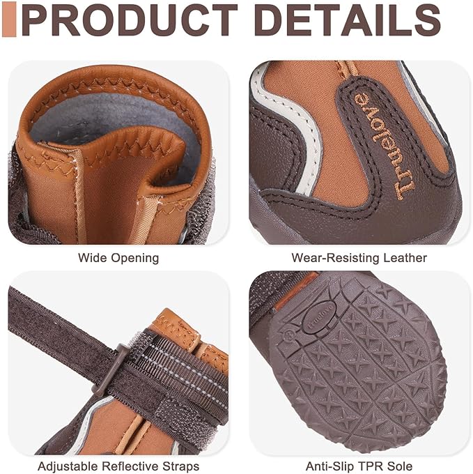 EXPAWLORER 4PCS Anti-Slip Dog Shoes - Waterproof Dog Booties & Paw Protectors with Reflective Straps for Outdoor Cold/Hot Pavement, Indoor Hardwood Floors, Winter Boots for Small Medium Large Dogs