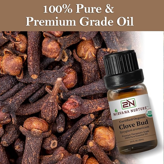Nirvana Nurture Clove Bud Essential Oil USDA Certified Organic, 100% Pure Natural Premium Grade, Undiluted