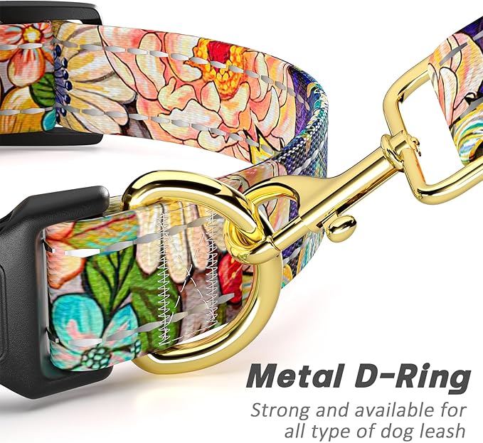 Reflective Dog Collar for Extra Small Dogs, Cute Boho Adjustable Heavy-Duty Nylon Puppy Collar for Boy and Girl Female, Soft Pet Accessories with Quick Release Buckle, Colorful Mandala