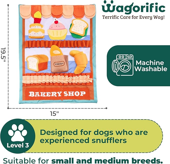 Wagorific Snuffle Mat for Dogs Pastry Shoppe for Large Dog Snuffle Mat 24” x 19”, Plush Enrichment Toy for Slow Feeder, Puppy Toys to Keep Them Busy, Machine Washable, Snuffle Mat for All Breed Sizes