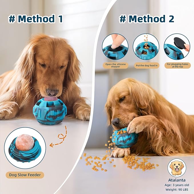 Dog Enrichment Toys to Keep Them Busy-Interactive Dog Toys for Large Dogs-Freeze Treat Dispensing,Natural Rubber,Dishwasher Safe,Blue,M