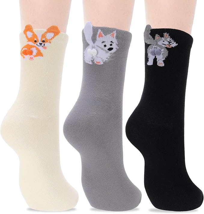 scenicamp Cute Funny Animal Socks for Women 3D Novelty Dog Cat Cotton Crew Socks for Girls Girlfriend Animal Lovers Gifts
