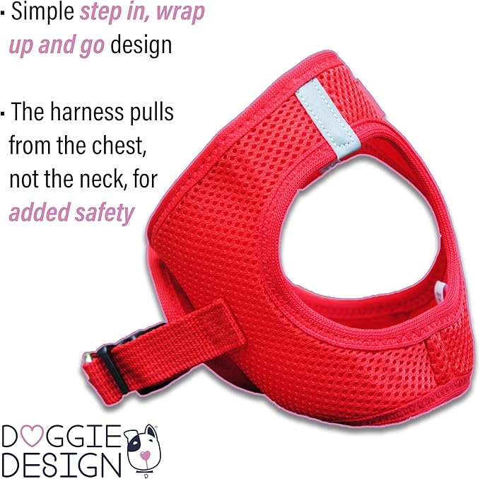 Doggie Design Dog Harness - No Choke Dog Harness, Dog Vest, Mesh Polyester, Pet Harness, Simple Step in and Go Design, Harness for Dog - Red, 2X-Large