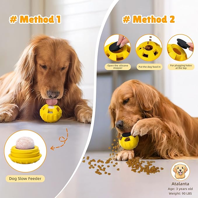 Dog Enrichment Toys to Keep Them Busy-Interactive Dog Toys for Large Dogs-Freeze Treat Dispensing,Natural Rubber,Dishwasher Safe,Lemon,M