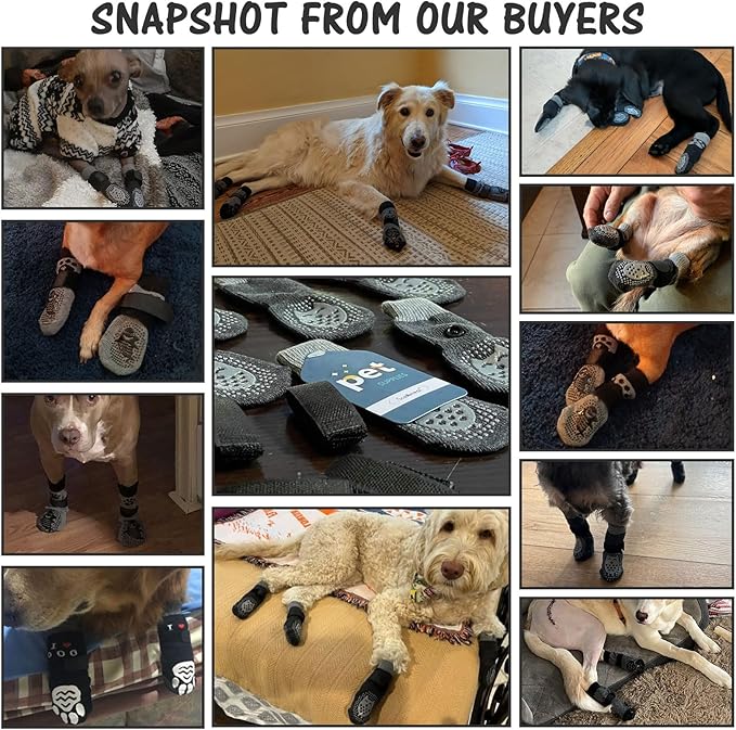 SCENEREAL 6Pcs Anti Slip Dog Socks to Prevent Licking Paws for Hot/Cold Pavement, Dog Grippy Socks for Hardwood Floors, Dog Shoes for Boots & Paw Protectors for Puppy Small Medium Large Senior Dogs