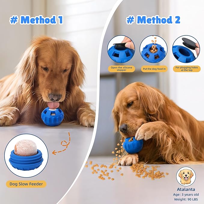 Dog Enrichment Toys to Keep Them Busy-Interactive Dog Toys for Large Dogs-Freeze Treat Dispensing,Natural Rubber,Dishwasher Safe,Navy,M