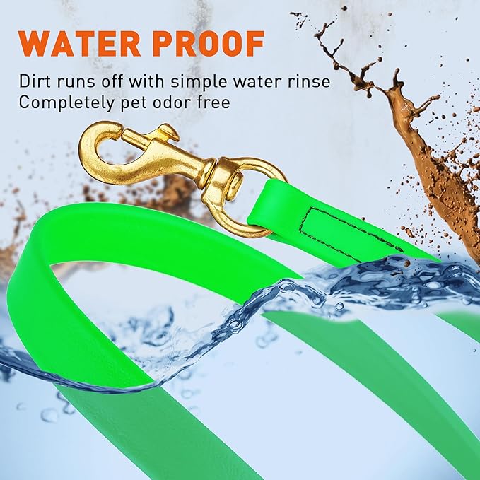Viper K9 Biothane Working Dog Leash Waterproof Lead for Tracking Training Schutzhund Dog Sport & Search - Odor-Proof Long Line with Solid Brass Snap for Puppy Medium Large 3/4" x 33ft Tropical Green