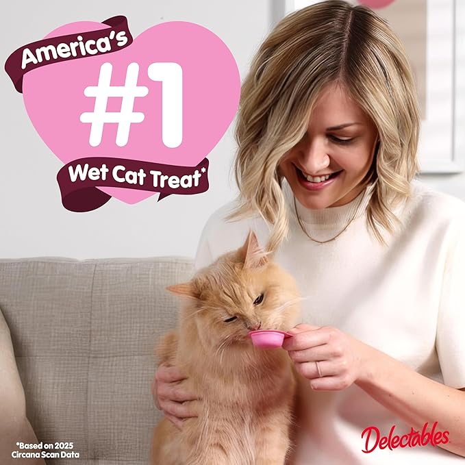 Delectables Lickable Spoon Handheld Wet Cat Treats Made with Cage-Free Chicken, Quick & Easy Creamy Puree, Mess Free, No Added Preservatives, Chicken 96ct