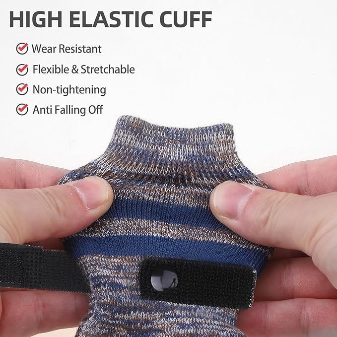 PUPTECK Anti-Slip Dog Socks with Double Sides Grips Booties, Traction on Hardwood Floors to Prevent Licking Paws, Dog Shoes for Cold Hot Pavement, for Medium Large Senior Dogs, Navy Blue L