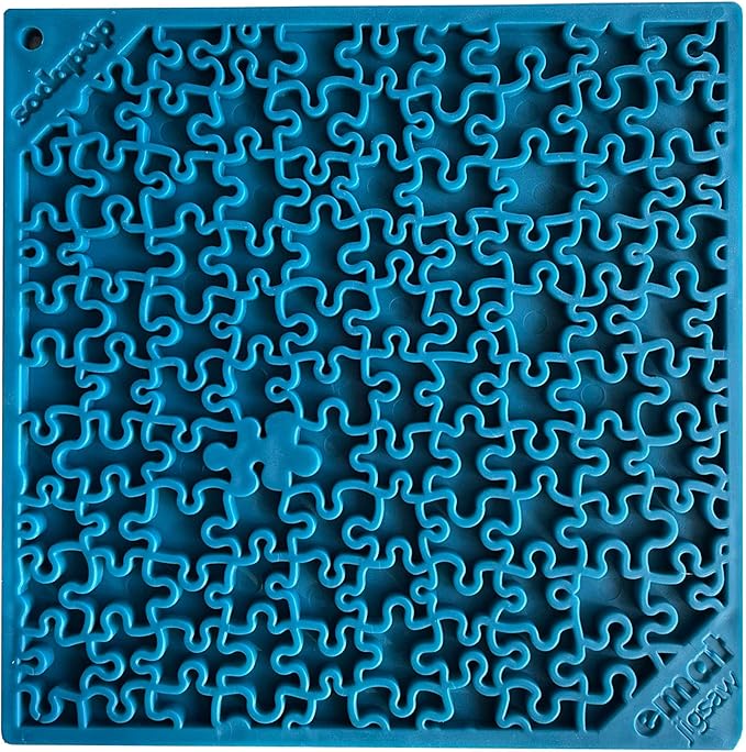 SodaPup Jigsaw eMat – Durable Lick Mat Feeder Made in USA from Non-Toxic, Pet-Safe, Food Safe Rubber for Mental Stimulation, Avoiding Overfeeding, Fresh Breath, Digestive Health, Calming, & More