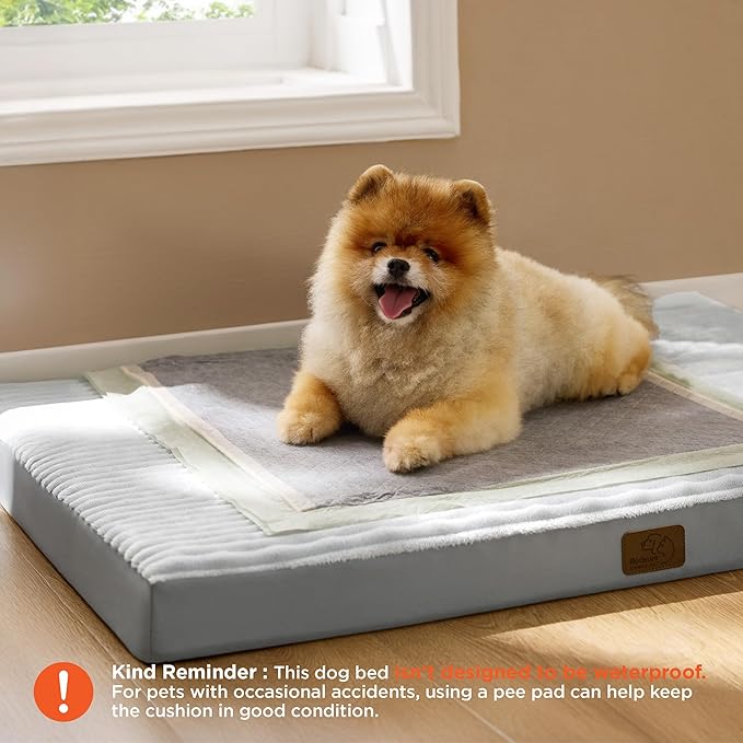 Bedsure Dog Bed Medium Size Dog - Orthopedic Pet Beds with Removable Machine Washable Cover, NOT Waterproof Egg Crate Foam Puppy Pad, Suitable for Pet Up to 35 lbs, 29"x18"
