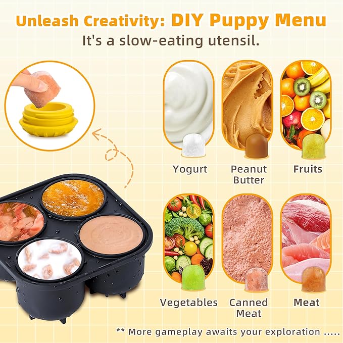 Dog Enrichment Toys to Keep Them Busy-Interactive Dog Toys for Large Dogs-Freeze Treat Dispensing,Natural Rubber,Dishwasher Safe,Lemon,M