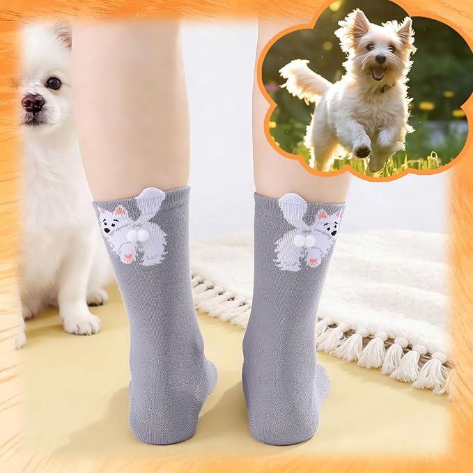 scenicamp Cute Funny Animal Socks for Women 3D Novelty Dog Cat Cotton Crew Socks for Girls Girlfriend Animal Lovers Gifts