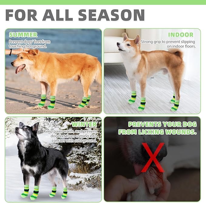 KOOLTAIL Dog Socks for Hot Pavement, Summer Dog shoes to Prevent Licking Paws for Hardwood Floor, Non Slip Double Sides Boots & Paw Protectors, Pet Grippy Booties for Small Medium Large Senior Dogs,SM