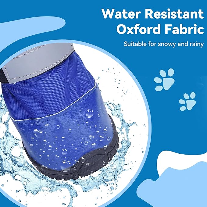 Hipaw Waterproof Dog Boots for Winter Snow Rain,Non-Slip Dog Shoes for Medium to Large Dogs,Extended Cuff Paw Protectors for Outdoor Walking Hiking