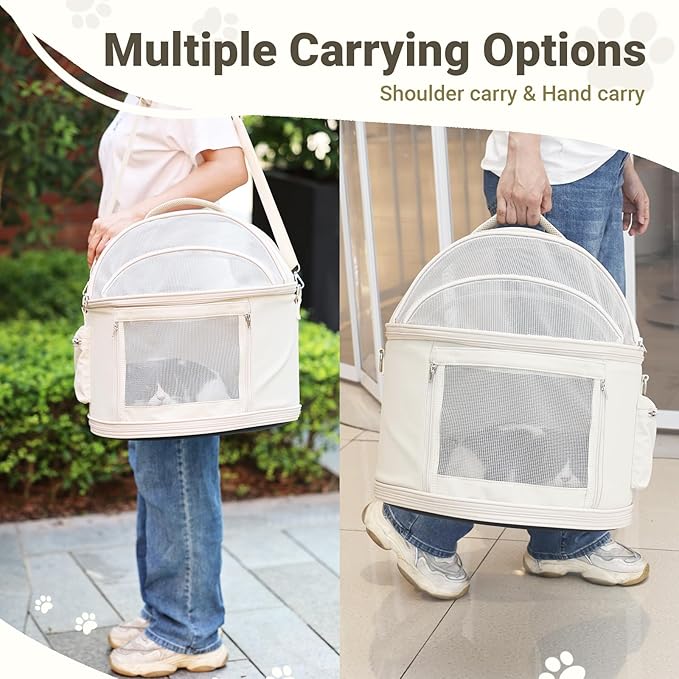 Round Pet Carrier for Small & Medium Cats & Dogs - Travel Carrier for Pets up to 22 lbs, Allows Pets to Turn and Move Easily, Ideal for Car Travel, Lightweight and Comfortable Design