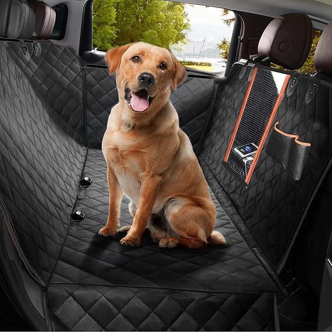 Daitore Dog Car Seat Cover for Back Seat with Mesh Window, 600D Heavy Duty Waterproof Hammock, Universal Fit for Cars and SUVs (Standard 56.5"x53")