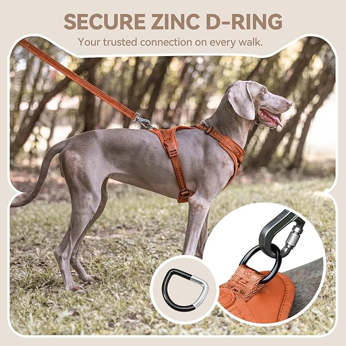 No Pull Dog Harness with Lycra, Three-Point Force Dispersion & 3D Padding, Adjustable Breathable Mesh for Small Medium Large Dogs(Carmel Brown,XS)