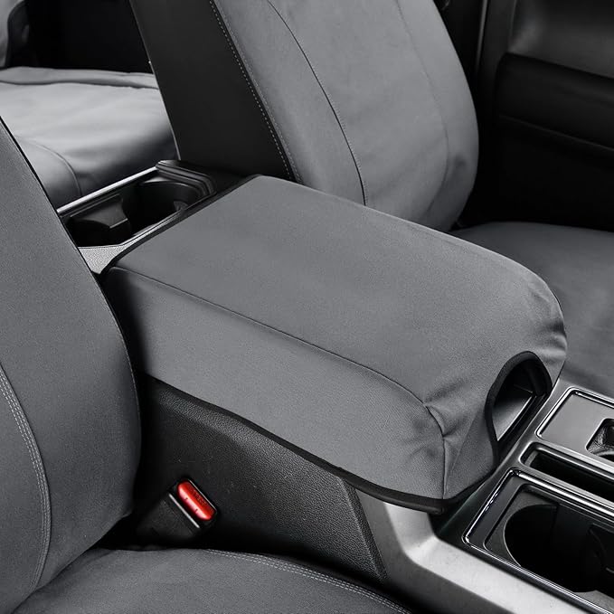 Coverado Front Seat Covers, Waterproof Canvas Seat Protector for Car Seat Cushions for Kids & Dogs, Seat Covers Compatible with 2015-2026 Ford F150 & 2017-2026 Ford F250 F350 F450(Gray, 2PCS)