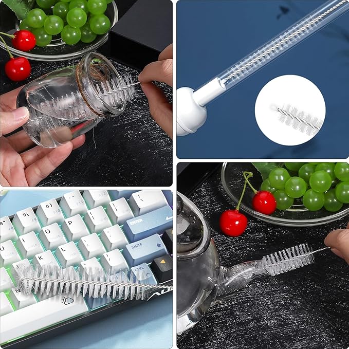 Ixiaoyoo Straw Cleaner Brush Set, 12-Piece 11.8 Inch Long Botthle Cleaning Brush, Nylon Tube Brush Kit for Straws on Tumbler, Water Bottle, Sippy Cup and Pipes, Tubes or Tea Pot Spout