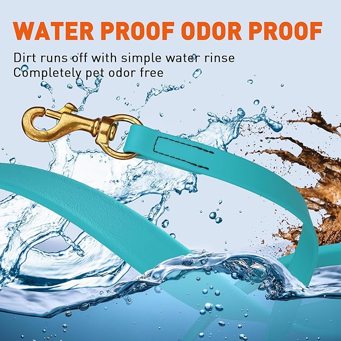 Viper K9 Biothane Working Dog Leash Waterproof Lead for Tracking Training Schutzhund Dog Sport & Search - Odor-Proof Long Line with Solid Brass Snap for Puppy Medium and Large 5/8" x 20ft Sky Blue