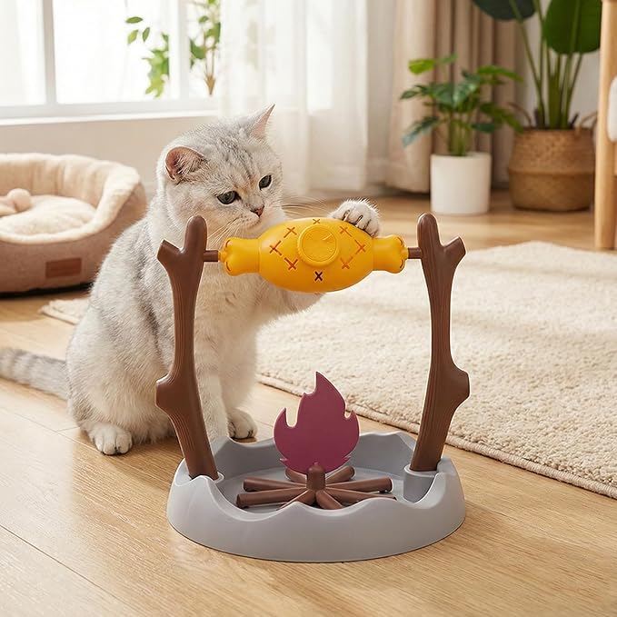 Grilled Fish Cat Treat Dispenser Interactive Cat Puzzle Feeder Toy Slow Feeder Bowl Indoor Cats & Kittens Boredom Relief