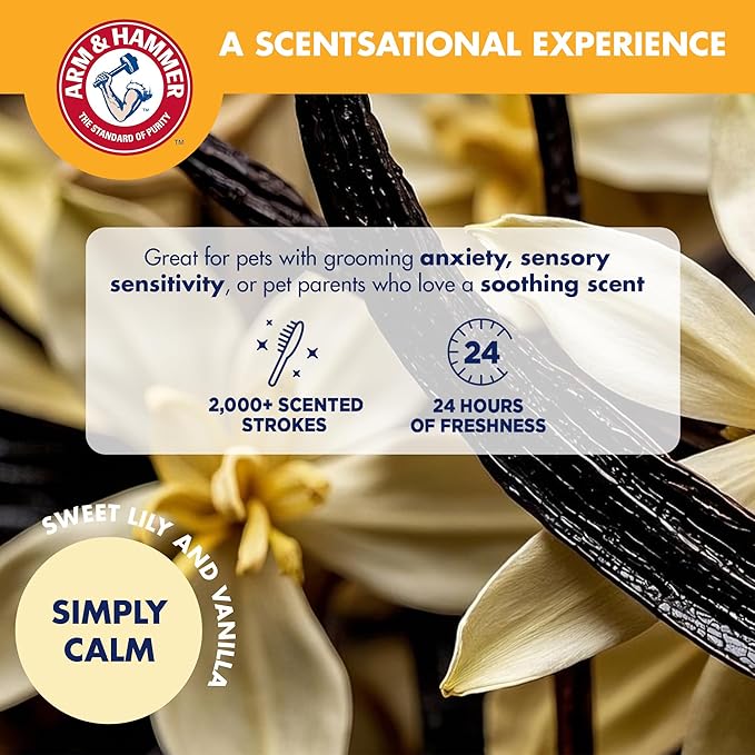 Arm & Hammer Deodorizing Dog Grooming Glove with Fragrance Transfer Technology – Scented Deshedding Dog Brush for Bathing, Pet Hair Removal Glove, Sweet Lily & Vanilla Scent