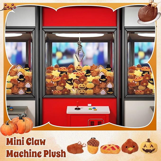 Libima 60 Pcs Thanksgiving Mini Animals Fall Keychain Charms Set Autumn Animal Keychains for Carnival Birthday Thanksgiving Day Decoration for Clothes