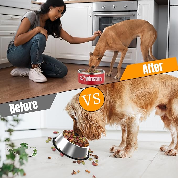 JMIPET Custom Personalized Dog & Cat Bowls - Stainless Steel Non-Slip Water & Food Dishes - Easy to Clean, Dishwasher Safe - Small, Medium, Large Sizes (Red)
