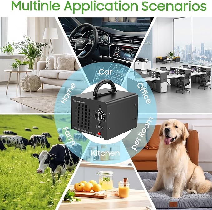 Amgwhhoo Ozone Generator Machine 160,000mg/h, High Capacity Ozone Odor Eliminator Removal Air Purifier for Home Car Pet & Basement Odor, Suitable for Spaces up to 7,000 Square Feet, Black