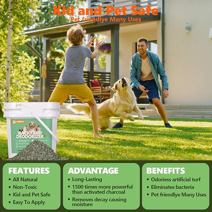 Backyard Deodorizer,10 lbs Yard Odor Eliminator,Eliminates Stool and Urine Odor on Potty Patches,Artificial Turf,Grass,Lawns,Patios,Concrete&Playgrounds-Cat Litter Box Odor Eliminator & Freshener