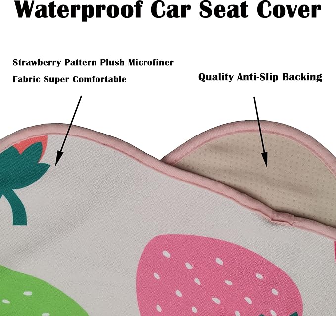 LoyaGour Car Seat Cover Protector Front Seats,for Gym Workout,Running,Swimming,Beach and Hiking,Waterproof Sweat Towel Bucket Seat Covers for Cars SUV Trucks (Strawberry, 2Pcs)