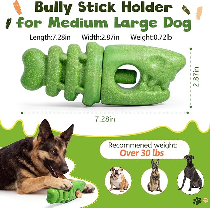BURIESUR Bully Stick Holder for Aggressive Chewers,Bully Sticks Holder to Prevent Choking,Dog Toys to Keep Them Busy,Dog Chew Holder Fit Various Bully Sticks,Gift for Medium/Large Dogs
