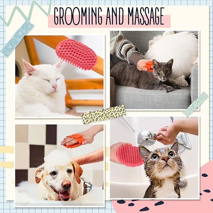 Maxdot 8 Pcs Cat Self Groomer Brush Adjustable Rubber Cat Combs for Indoor Corner Kitten Face Scratcher Massager Bathing Brush (Blue, Yellow, Pink, Orange)