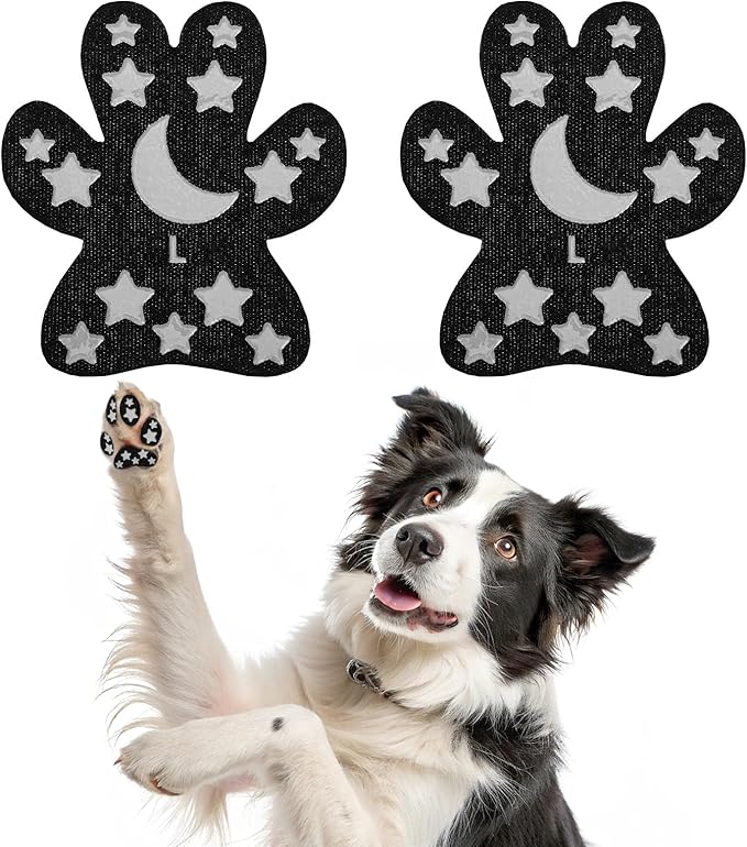 BEAUTYZOO Anti-Slip Dog Paw Pads for Senior Dogs - Traction Grips Dog Paw Stickers for Hot Pavement Hardwood Floors, Durable Pet Paw Protector Shoes Booties Socks Replacement (24pcs, Black L)