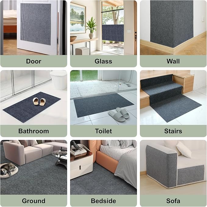 Cat Scratching Climbing Carpet Mat, Adhesive Trimmable Cat Scratcher Furniture Protector, Cat Post Covered Pad Replacement for DIY Cat Tree Shelf Couch Corner Wall (Dark Grey,39.3x15.8In)