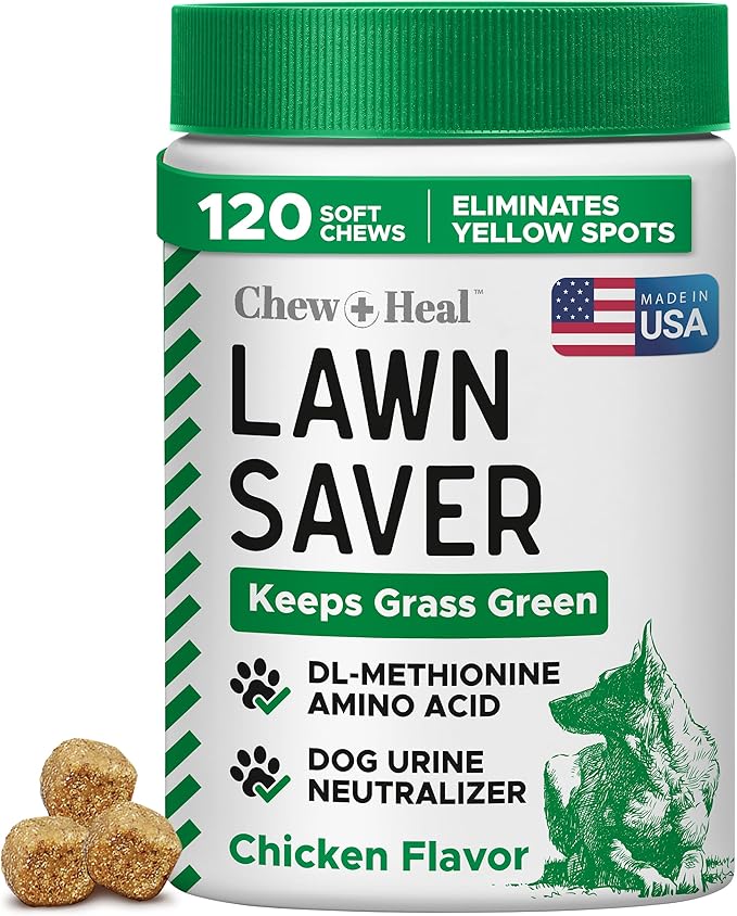 Dog Urine Neutralizer for Lawn, 120 Soft Chews - Green Grass Saver - Eliminates Burns and Yellow Spots - Female and Male Dog Pee Grass Repair with Natural Ingredients