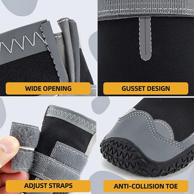 Dog Shoes for Small Dogs, Dog Boots & Paw Protectors for Hardwood Floors, Outdoor Dog Booties for Hot Pavement Winter Snow Hiking, Waterproof Dog Shoes with Reflective Strips Size 2