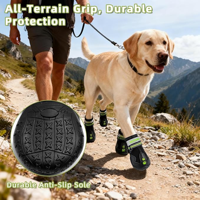 BECROWM Dog Shoes&Dog Boots for Small,Medium,Large Dogs,Waterproof Non-Slip Shoes for Winter&Hiking,Adjustable Paw Protection, for Dogs(#1(width1.77inch) for 15-22 lbs)