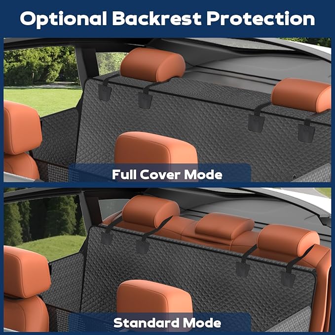 Aulase Tough Dog Car Seat Cover for Back Seat with Seatback Top Protection, Waterproof Hard Bottom Back Seat Extender for Dogs, Scratch Resistant Heavy Duty Dog Hammock for Car SUV Small Trucks