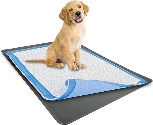 Skywin Dog Pad Holder Tray for 24x36 Inches Training Pads - Easy to Clean and Store Perfect for Dog Potty Tray – Silicon Wee Wee Pad Holder, No Spill Pee Pad Holder for Dogs (Grey)