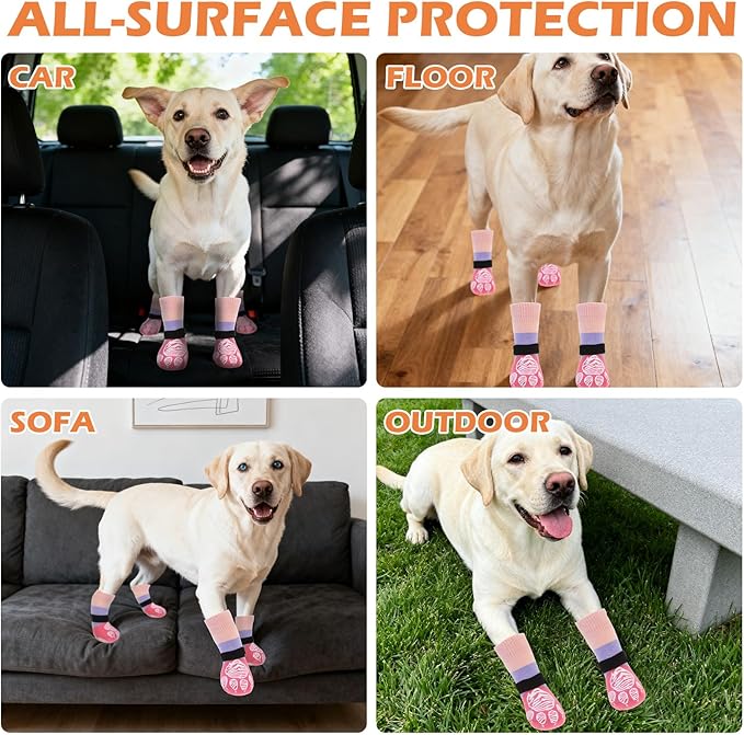 EXPAWLORER Anti Slip Dog Socks to Prevent Licking Paws, Dog Shoes for Cold Winter, Dog Booties for Hardwood Floors, Dog Boots & Paw Protectors with Grippers for Small Medium Large Senior Dogs S