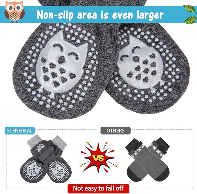 SCENEREAL 6Pcs Anti Slip Dog Socks to Prevent Licking Paws for Hot/Cold Pavement, Dog Grippy Socks for Hardwood Floors, Dog Shoes for Boots & Paw Protectors for Puppy Small Medium Large Senior Dogs