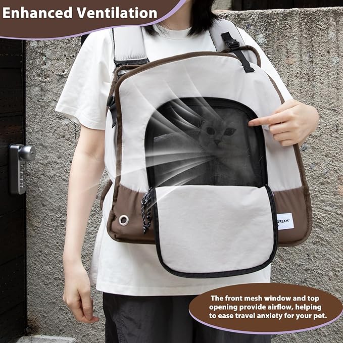 Pet Front Carrier Backpack,Adjustable Nylon Waterproof Cat Dog Chest Carrier with Detachable Shoulder Straps, Front Ventilation & Top Mesh Window,Up to 7kg/15lbs