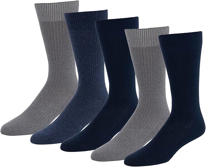 Amazon Essentials Men's Patterned Dress Crew Socks, 5 Pairs