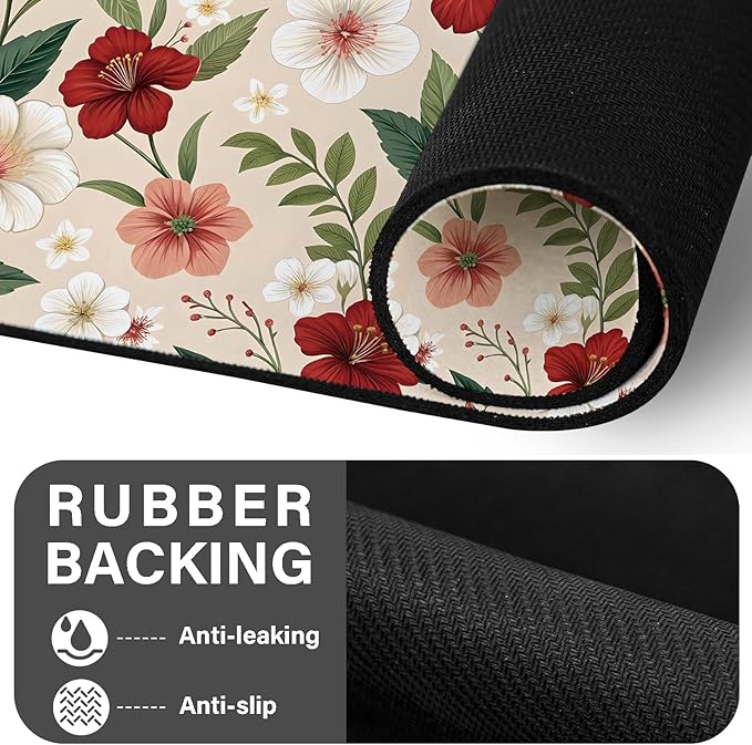 Patterned Cat & Dog Bowl Mat for Food and Water, 12"×20" Quick Dry Absorbent Pet Feeding Mat, Eco-Friendly Dog Placemat