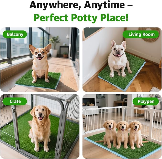Fake Grass for Dogs - Artificial Pee Grass for Dog Potty Tray Training Pet Turf - Indoor and Outdoor Mat for Pet Training with Drainage Hole (39.4" X 19.7")